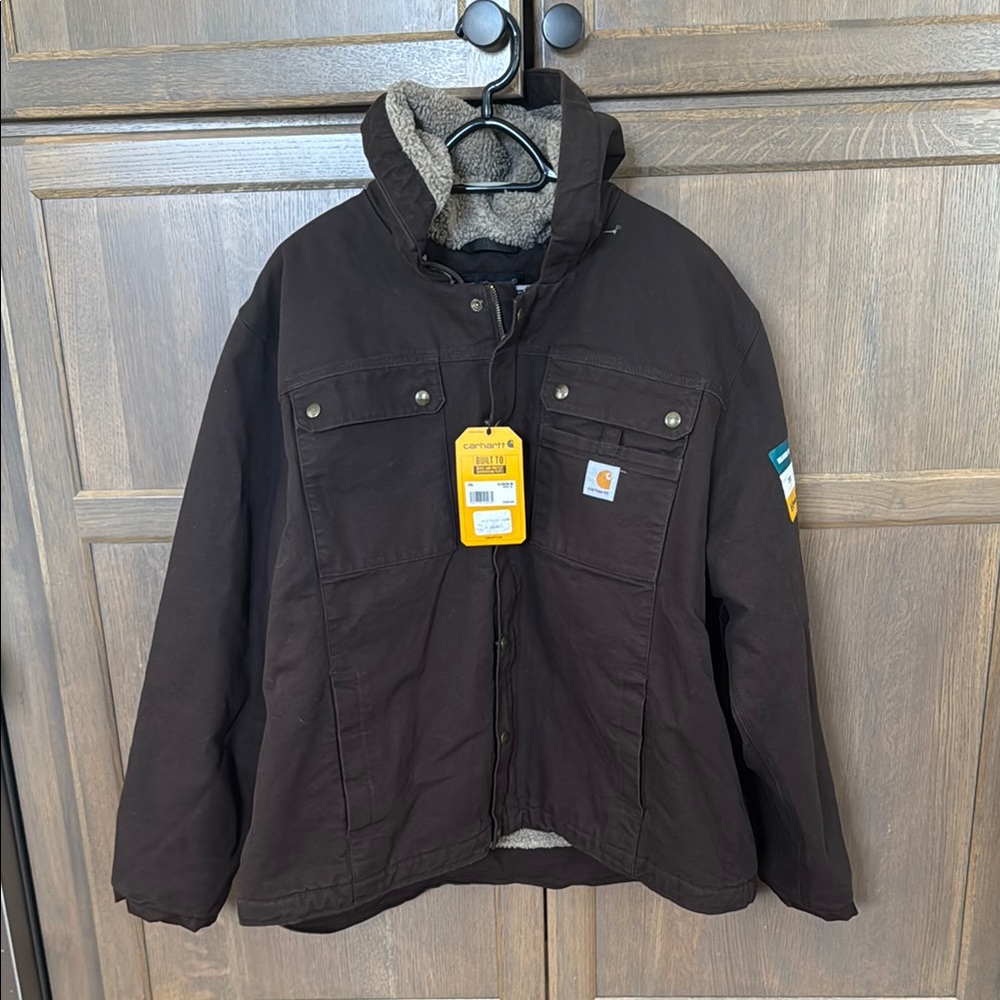 MEN'S SHERPA-LINED UTILITY JACKET - RELAXED FIT - WASHED DUCK